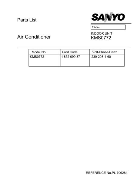 KMS0772 Parts List - Sanyo