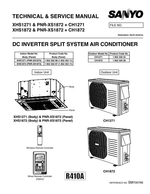 TECHNICAL &amp; SERVICE MANUAL DC INVERTER SPLIT ... - Sanyo