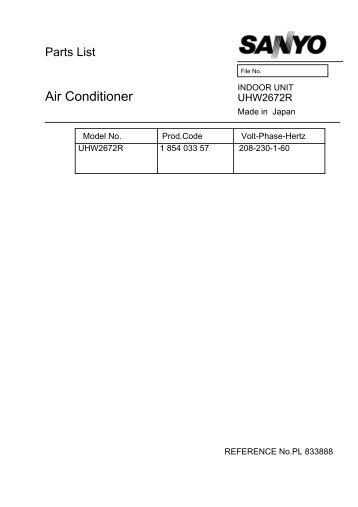 26UHW72R Parts List - Sanyo