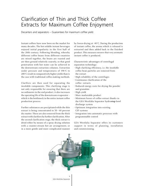 Instant Coffee brochure - GEA Westfalia Separator