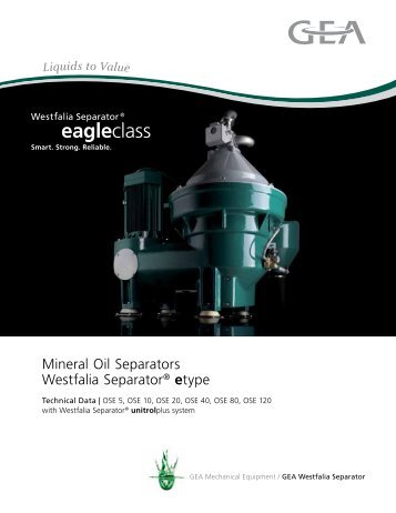 Mineral Oil Separators Westfalia Separator® etype brochure