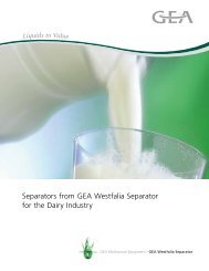 Separators for the Dairy Industry brochure - GEA Westfalia Separator