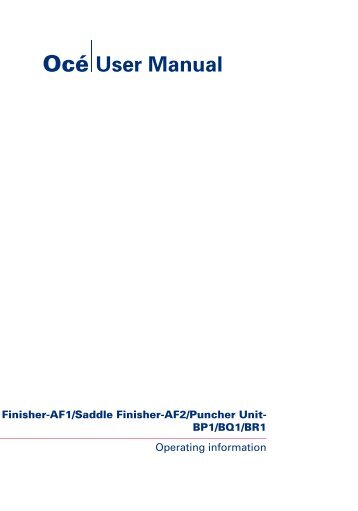 Finisher-AF1/Saddle Finisher-AF2/Puncher Unit ... - Canon USA, Inc.