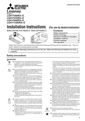 Lossnay Installation Manual - MyLinkDrive