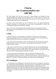 Charta der Gemeinschaften der ARCHE - Arche Deutschland