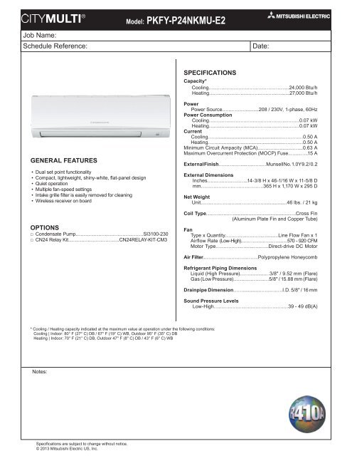 Mitsubishi Electric Pkfy P40vbm E Manuals Manualslib