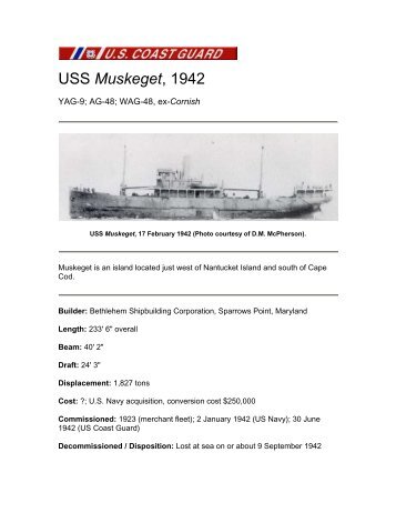 USS Muskeget, 1942 - U.S. Coast Guard