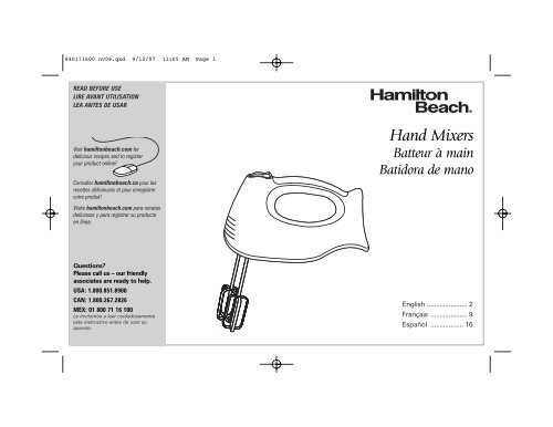 Hand Mixers Batteur à main Batidora de mano - Hamilton Beach