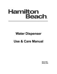 Water Dispenser Use & Care Manual - Hamilton Beach