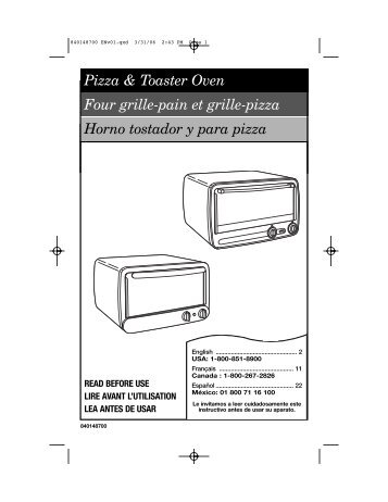 Pizza & Toaster Oven Four grille-pain et grille ... - Hamilton Beach