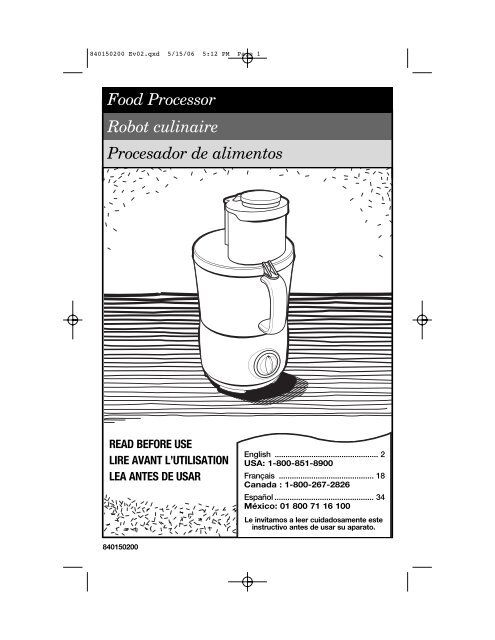 Food Processor Robot culinaire Procesador de alimentos