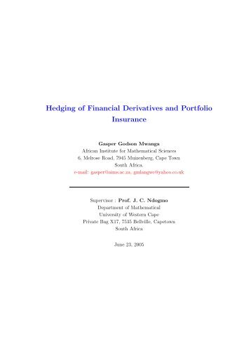 Hedging of Financial Derivatives and Portfolio ... - ResearchGate