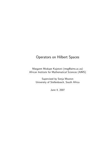 Operators on Hilbert Spaces - user web page - AIMS