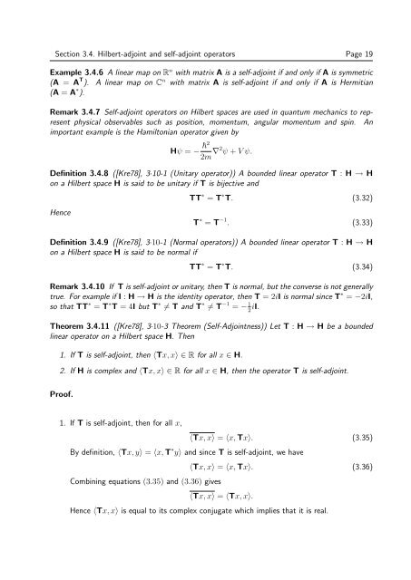 Operators on Hilbert Spaces - user web page - AIMS