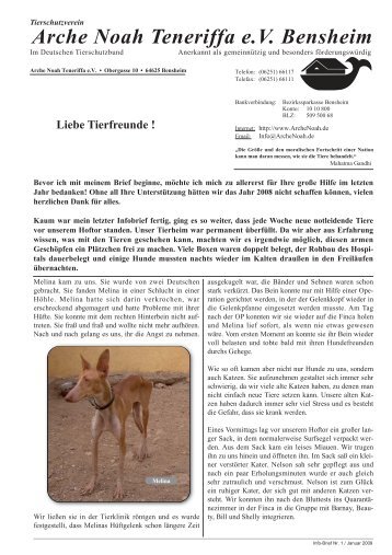 Liebe Tierfreunde - Arche Noah Teneriffa e.v.