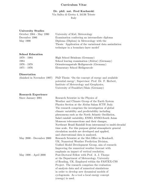 Fred Kucharski's CV - ICTP