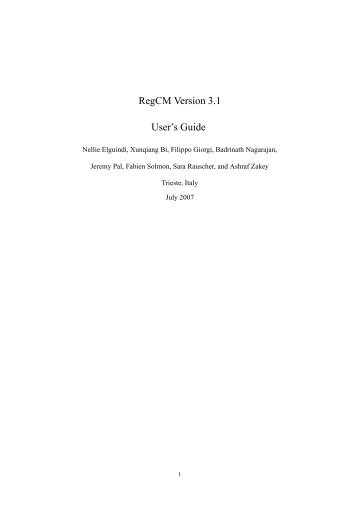 RegCM Version 3.1 User's Guide - ICTP