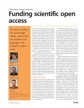 Funding scientific open access - ICTP