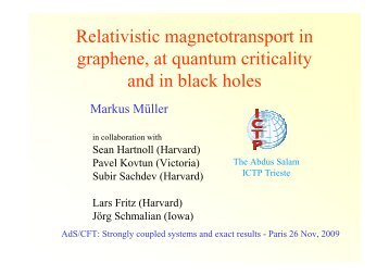 Relativistic magnetotransport in graphene, at quantum ... - ICTP