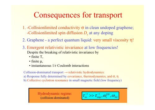 Relativistic magnetotransport in graphene, at quantum ... - ICTP