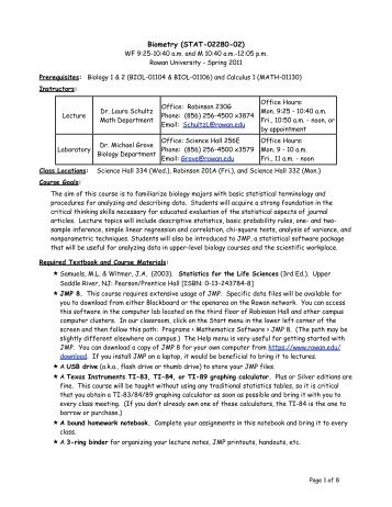 Biometry (STAT-02280-02) - Rowan - Rowan University