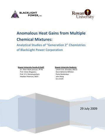 BlackLight Power 2009 Summer Validation Calorimetry - Rowan ...