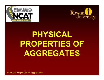 PHYSICAL PROPERTIES OF AGGREGATES - Rowan