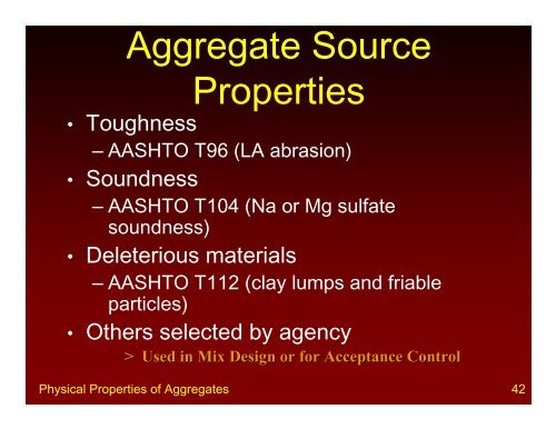 PHYSICAL PROPERTIES OF AGGREGATES - Rowan