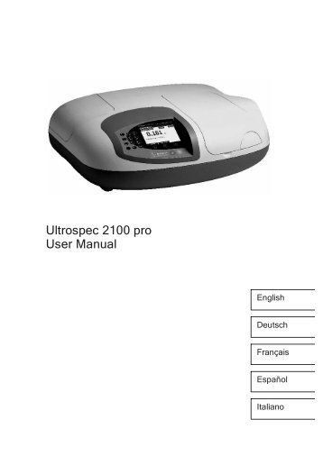 Ultrospec 2100 pro User Manual