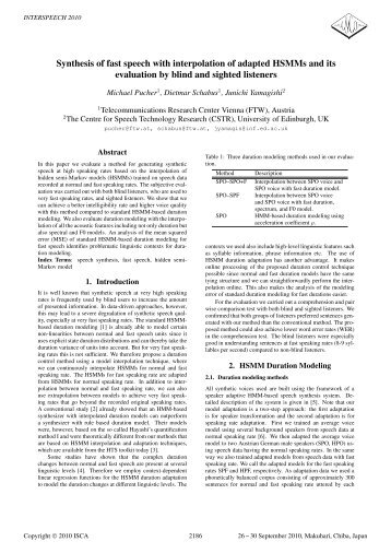 Synthesis of Fast Speech with Interpolation of Adapted HSMMs and ...