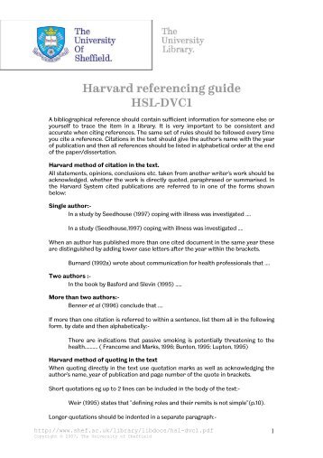 Harvard referencing guide HSL-DVC1 - University of Sheffield