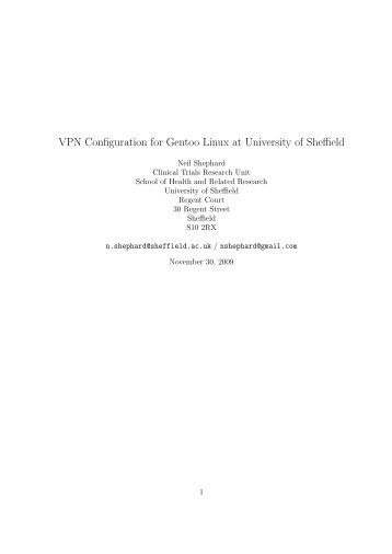 VPN Configuration for Gentoo Linux at University of Sheffield