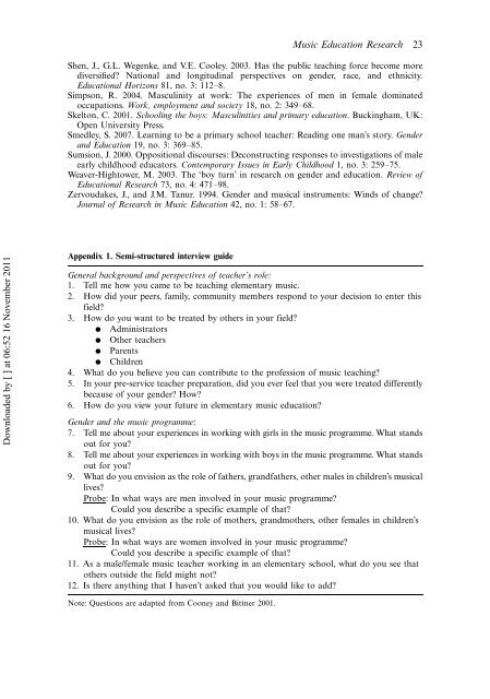 Music teachers' constructions of gender in elementary education