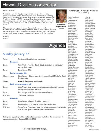 Hawaii Division convention Agenda - USPTA divisions