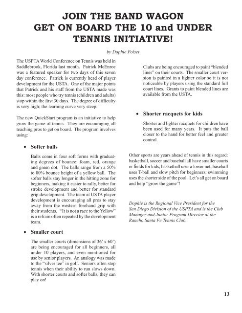 SD Newsletter Fall 2011 final.indd - USPTA divisions - United States ...