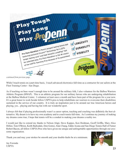 SD Newsletter Fall 2011 final.indd - USPTA divisions - United States ...