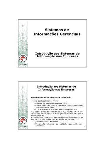 Sistema de Informações Gerenciais - Capítulo 1 (PDF)