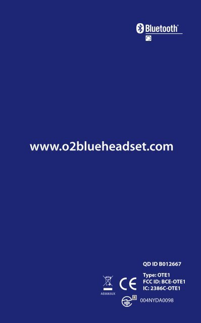 O2 blue Bluetooth wireless headset User manual - Jabra