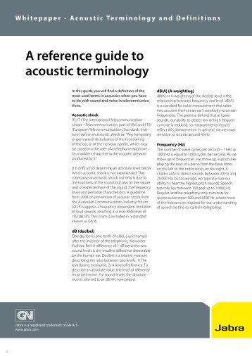 A reference guide to acoustic terminology