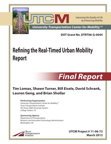 Refining the Real-Timed Urban Mobility Report - University ...