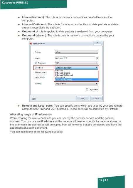 Firewall: network rules - Kaspersky Lab