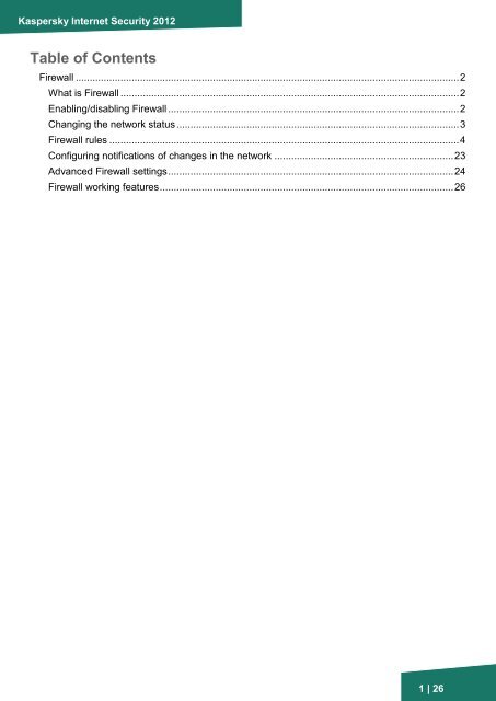 Firewall - Kaspersky Lab