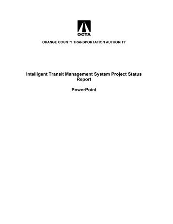 Intelligent Transit Management System Project Status Report ...