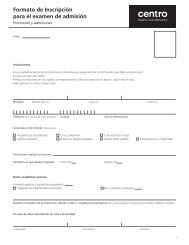 Formato de Inscripción para el examen de admisión - Centro