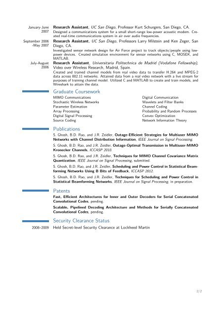 My Resume (PDF) - UCSD DSP Lab - UC San Diego