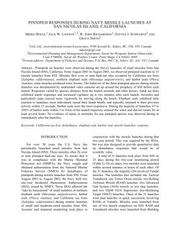 pinniped responses during navy missile launches at san nicolas ...