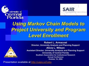 Using Markov Chain Models To Project University And