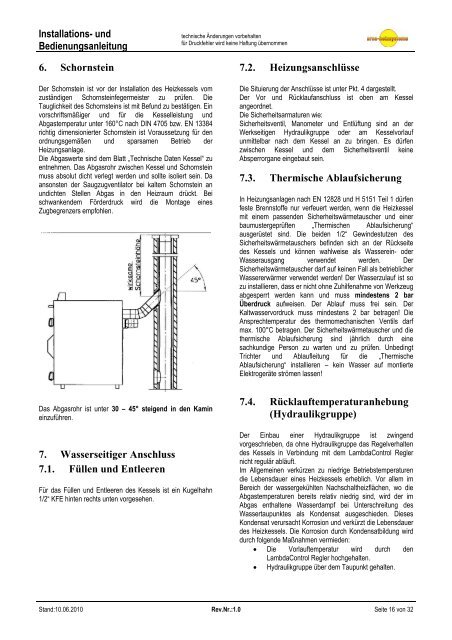 Installations- und Bedienungsanleitung - Arca Heizsysteme ek