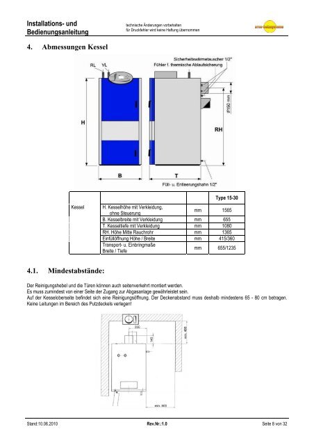 Installations- und Bedienungsanleitung - Arca Heizsysteme ek