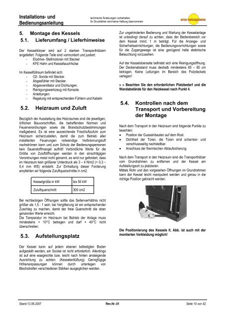 und Bedienungsanleitung LC1 O2 - Arca Heizsysteme ek